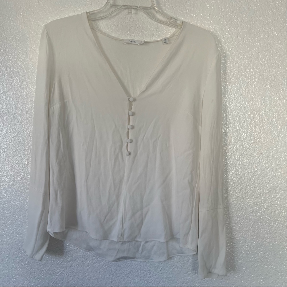 A.L.C Blouse long sleeve V-Neck front bottoms 6